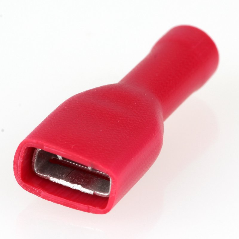 Flachsteckhülsen Vollisoliert Kabelschuh Kabel Steckverbinder 0.5-1.5 mm² Rot 