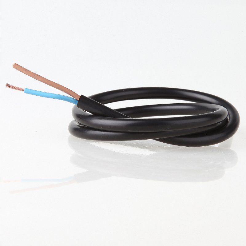 PVC-Lampen-Kabel Rundkabel schwarz 2-adrig