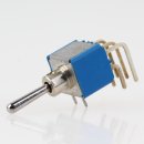 Miniatur Kippschalter blau 3A/250V ON/OFF/ON 6 Pins 90° abgewinkelt