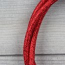 Textilkabel Lampenpendel rot metallic mit E27 Bakelit Fassung schwarz Zugentlaster Metall chrom