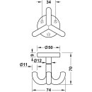 Häfele Garderobenhaken Deckenhaken aus Kunststoff mit 3 Haken 50x70mm anthrazitgrau