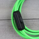 Textilkabel Neon-Grün 3-adrig mit Schnurschalter und Schutzkontakt-Stecker Anschlussleitung 2-5m