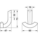 Häfele Möbel Garderobenhaken aus Metall 73x65mm mit 2 Haken verchromt matt