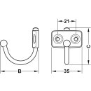 Häfele Möbel Garderobenhaken Schaukelhaken aus Edelstahl 43x35mm Hakenlänge 44mm