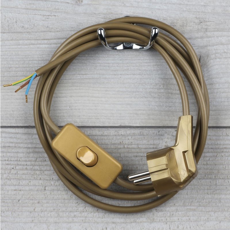 PVC-Kabel gold mit Schnurschalter u.Stecker