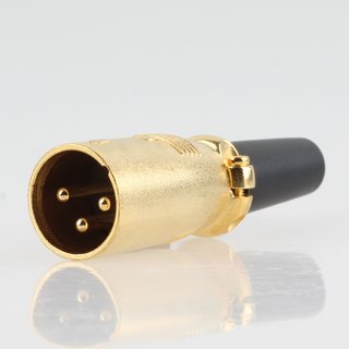 XLR Mikrofon-Stecker 3 polig mit Zugentlastung goldfarben