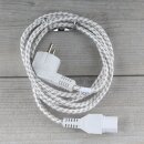 2m Warmgeräte Anschlusskabel Textilumflochten mit C15 Gerätebuchse u.Schutzkontaktstecker 10A/250V