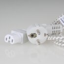 2m Warmgeräte Anschlusskabel Textilumflochten mit C15 Gerätebuchse u.Schutzkontaktstecker 10A/250V