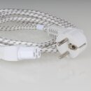 2m Warmgeräte Anschlusskabel Textilumflochten mit C15 Gerätebuchse u.Schutzkontaktstecker 10A/250V
