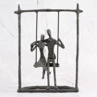 Deko Design Skulptur Figur "Schaukel" 23cm brüniert