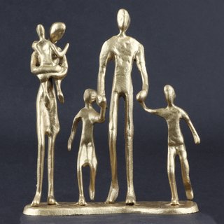 Deko Design Skulptur Figur "Familie" 19cm goldfarben