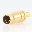 Audio DIN Stecker Metall 3 polig mit Knickschutz goldfarben