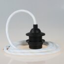 Textilkabel Weiß mit E27 Dach-Lampenfassung schwarz...