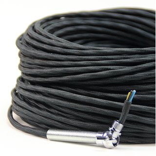 Textilkabel-Stoffkabel schwarz 4-adrig 4x0,75 extra dünn