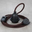 Textilkabel Braun mit E27 Lampenfassung Schnurschalter...