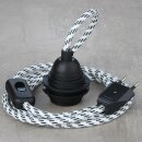 Textilkabel Schwarz-Weiß mit E27 Lampenfassung...