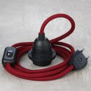 Textilkabel Bordeaux Rot mit E27 Lampenfassung...