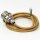 Textilkabel Gold mit Vintage E27 Lampenfassung Messing vernickelt und 2 Schraubringe 1-5m
